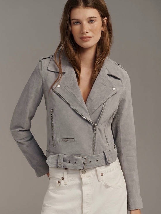 Blank NYC Jackets & Blazers - BlankNYC Light Gray Suede Leather Moto Jacket, NWT, size large